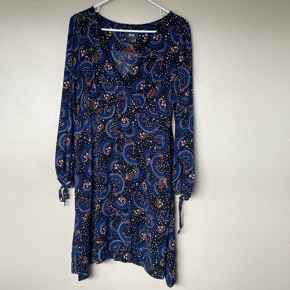 Maeve Blue and Pink Paisley Midi Dress